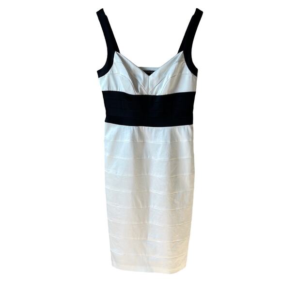 Democracy Ivory and Black Satin Dress - Size 12 - Picture 1 of 13